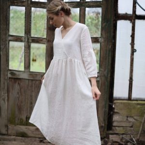 Hvid Hørkjole Maggie - vilbjorn